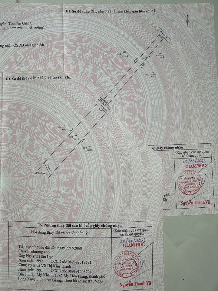 BÁN ĐẤT 3 CÔNG ĐẤT XÃ MỸ HOÀ HƯNG, TP LONG XUYÊN SHR CHỈ 750 TRIỆU. LH:0977226448