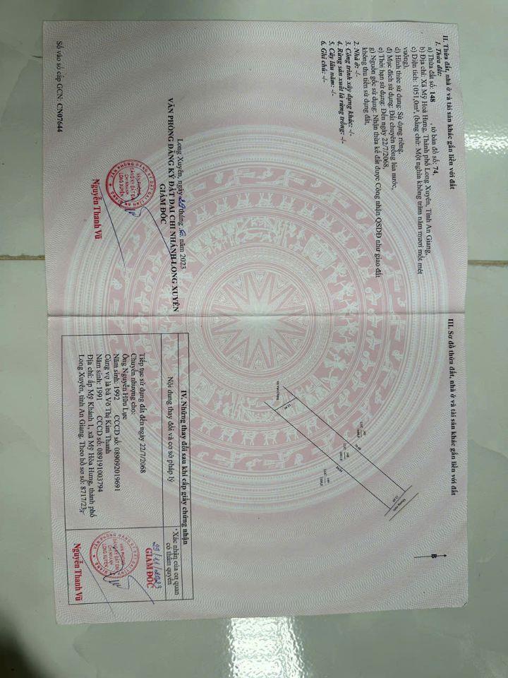BÁN ĐẤT 3 CÔNG ĐẤT XÃ MỸ HOÀ HƯNG, TP LONG XUYÊN SHR CHỈ 750 TRIỆU. LH:0977226448