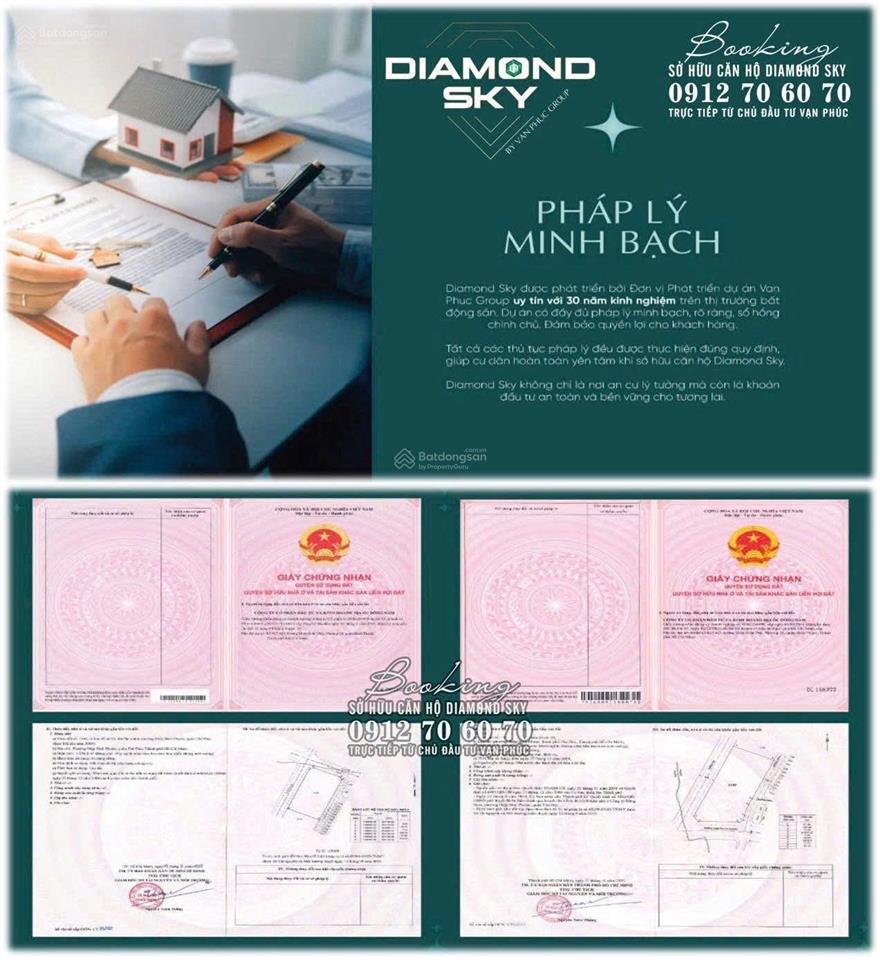 Căn hộ diamond trực tiếp từ chủ đầu tư vạn phúc 70m2 2 pn tt tiến độ dự kiến 2%/30tháng, sổ hồng