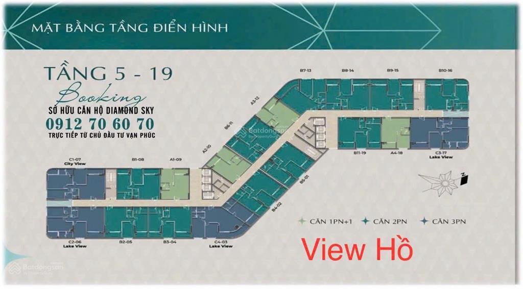 Căn hộ diamond trực tiếp từ chủ đầu tư vạn phúc 70m2 2 pn tt tiến độ dự kiến 2%/30tháng, sổ hồng