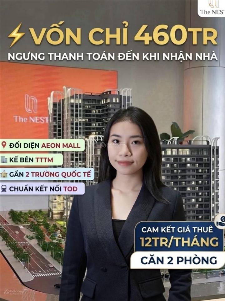 Với 460tr (20%), sở hữu 2pn ngay aeon, dòng tiền 12tr/tháng, ngừng thanh toán 1 năm.  0838 699 ***