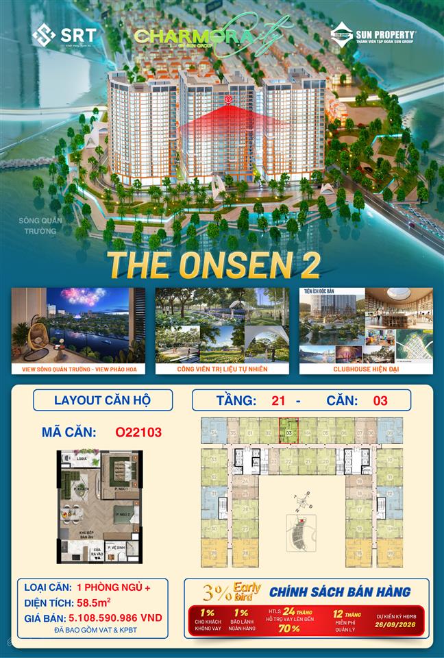 Sở hữu ngay căn hộ 1pn+ view xem pháo hoa cực đỉnh của sungroup chỉ với 1 tỷ 300tr trả trước