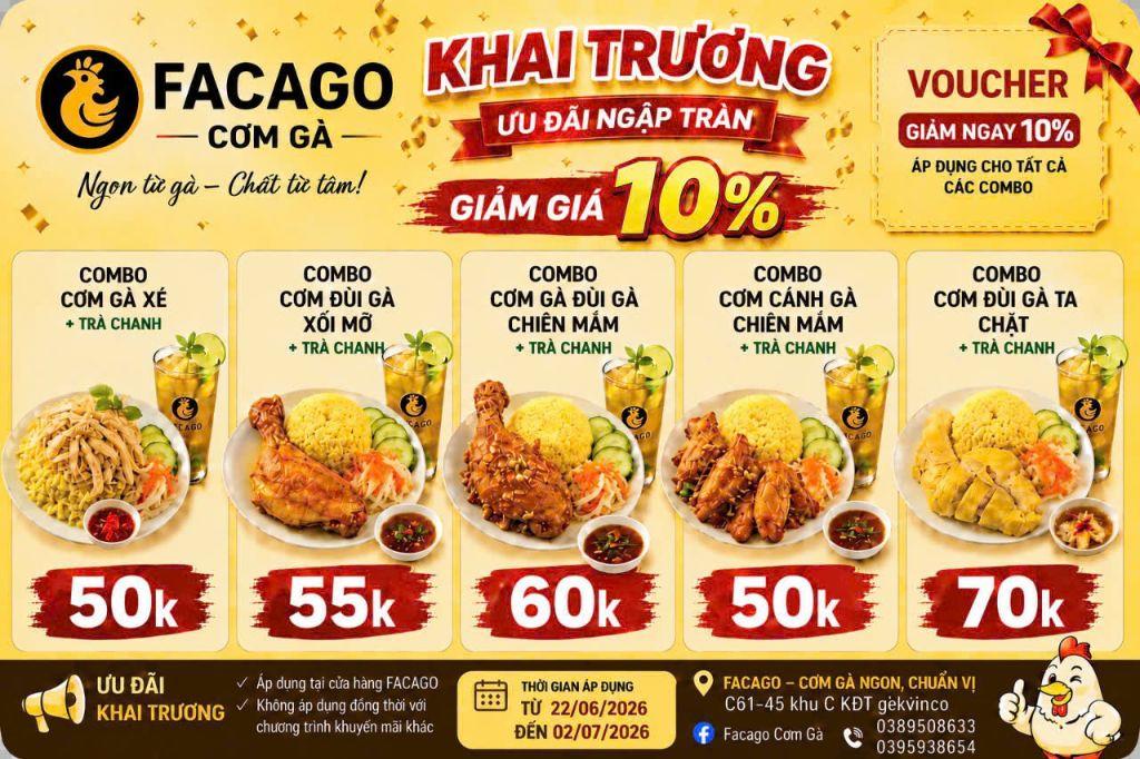ĐẾN VỚI: FACAGO – CƠM GÀ NGON CHUẨN VỊ - TẠI DƯƠNG NỘI HN.  ĐẶT MÓN LH:0389508633 – 0395938654.