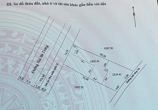 BÁN 564,6 M2 ĐẤT MẶT TIỀN ĐƯỜNG HAI BÀ TRƯNG – PHƯỜNG HỘI AN – LH:0915437069.