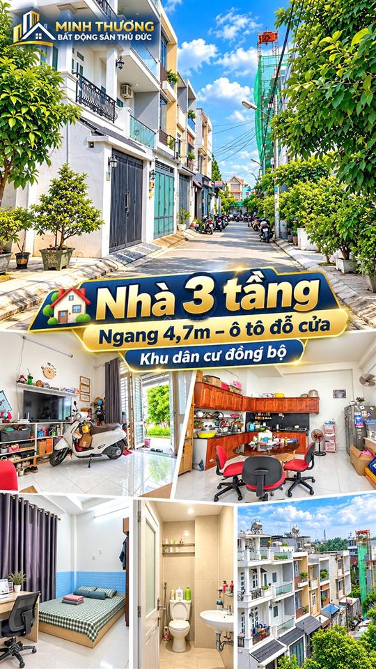 Nhà 3 tầng  ngang 4,7m  ô tô đỗ cửa  khu dân cư đồng bộ