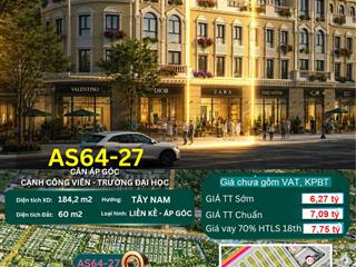 Bán lk áp góc 6,27 tỷ vinhomes saigon park hóc môn ngay công viên, 9 trường đại học quốc tế