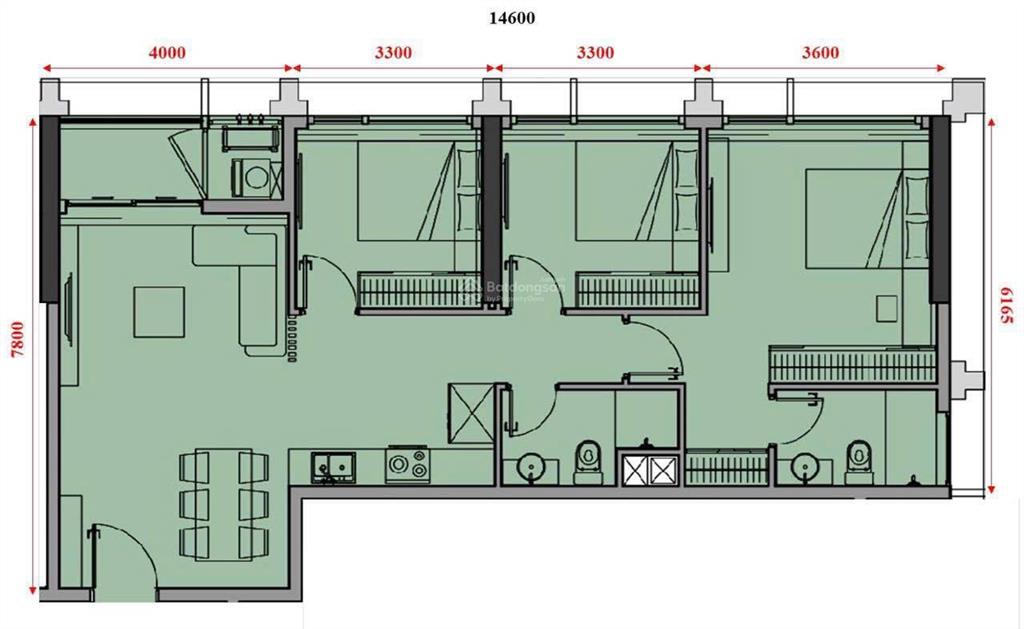 Sun ponte residence | căn góc 3br vip 91m view cầu rồng sông hàn đà nẵng