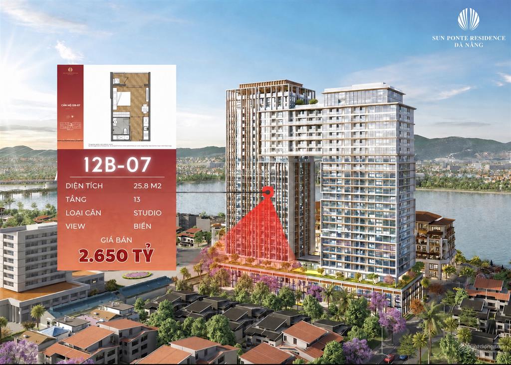 Căn studio t112b07 | view biển sun ponte residence