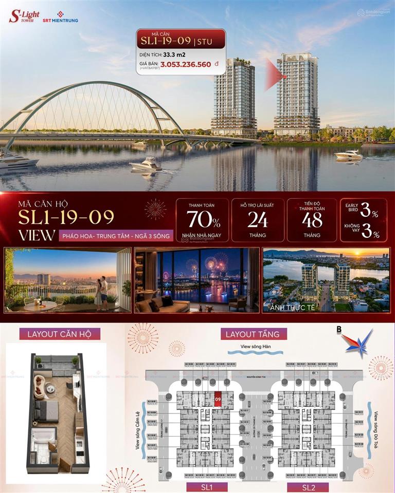 Studio slight tầng 19 view đẹp