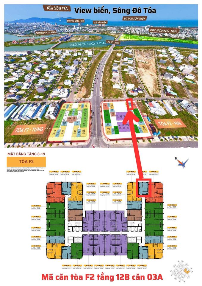 Studio f2 tầng 12 trục 25 | view biển + sông + ngũ hành sơn | chỉ 1,9 tỷ