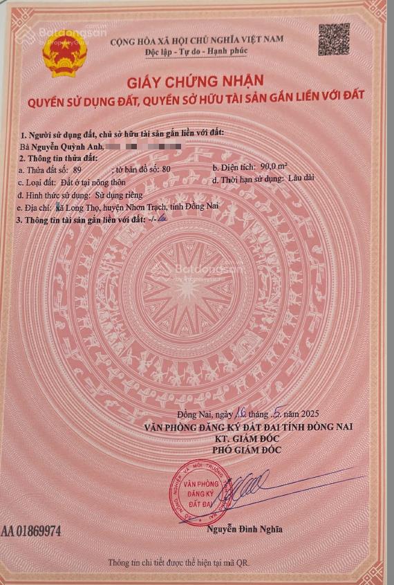 Hud nhơn trạch  bán đất chính chủ ngang 5m đường 12m khu dân cư hiện hữu