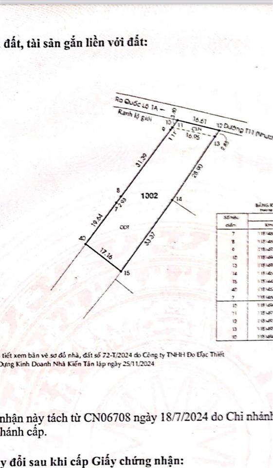 Chính chủ bán 1000 m² thổ cư  đất mặt tiền t11  tân quý tây  ngang 17 mét  nở hậu