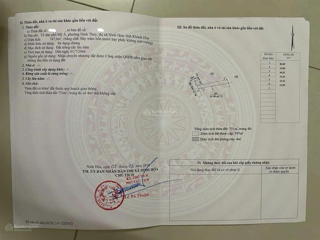 Cần bán đất mặt tiền đường Lê Hồng Phong - phường Đông Ninh Hòa