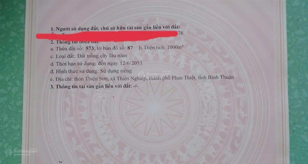 Chính chủ bán đất gần UBND P. Mũi Né, 1,5 tỷ(thương lượng), 1000m2, view đẹp.