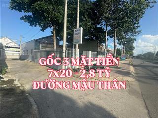 Bán nhà gốc 3 mặt tiền  đường mậu thân  hẻm dân sinh. 7m x 20.5m, thổ cư 100%.