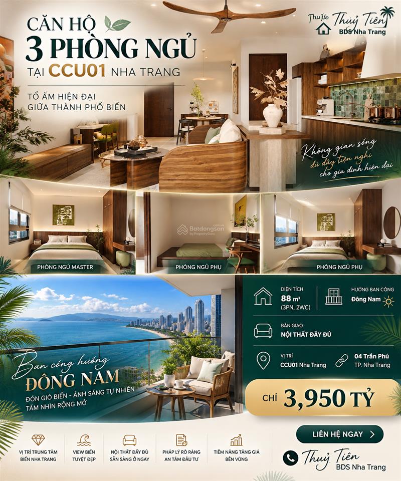Căn hộ 3 phòng ngủ chung cư nha trang