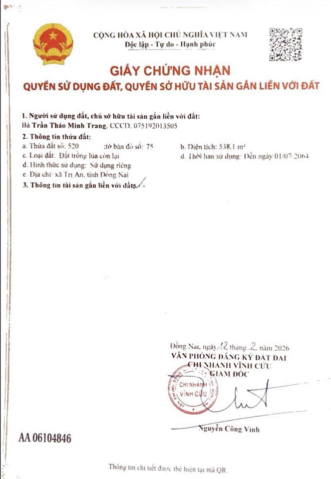 Đất trị an vĩnh cửu 100% quy hoạch đất ở  hình thể siêu đẹp giá f0 cực hời!