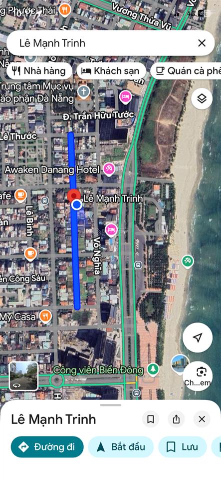 Chính chủ bán lô đất biệt thự đường lê mạnh trinh. 292,5m2. cách biển mỹ khê 200m