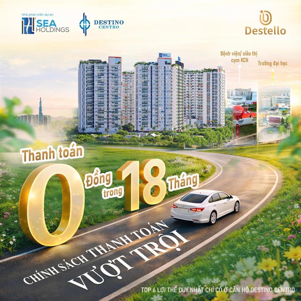 Destino centro 2pn/52m2 full nội thất. giá 1tỷ442 nhận nhà t12/2026  nh cho vay 75%  ngay