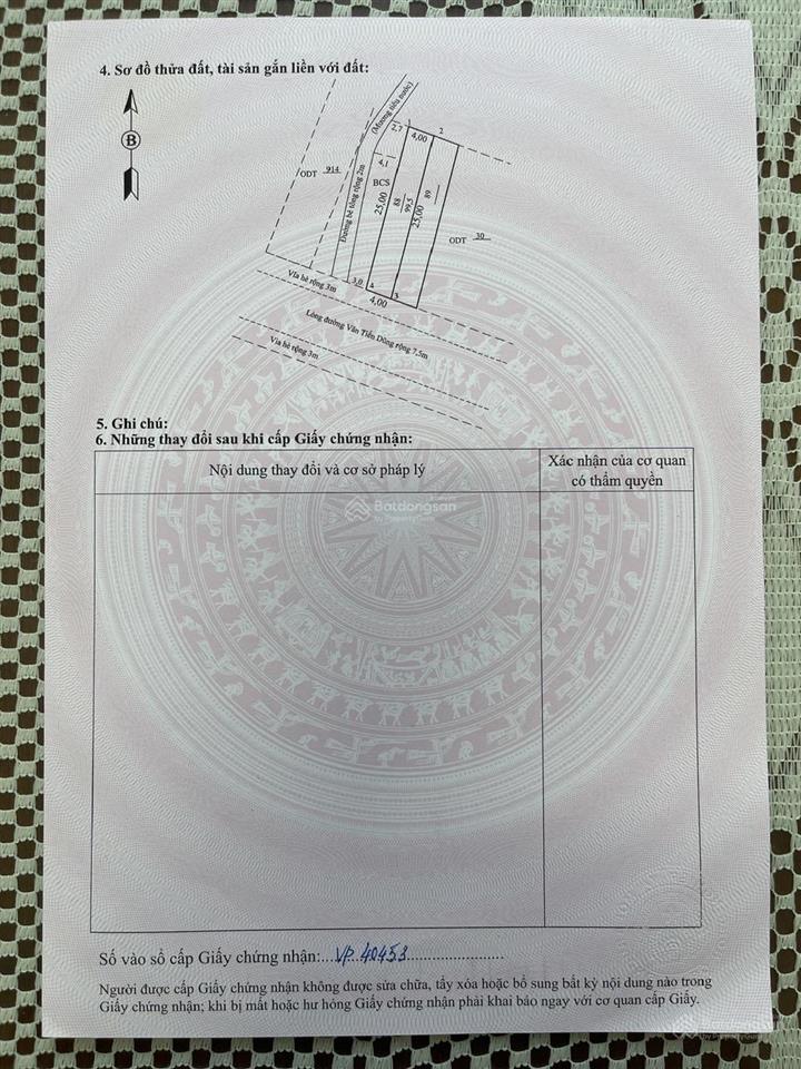 Bán đất tại văn tiến dũng, 21,5 triệu / m2, 100m2, mặt tiền 4m, pháp lý đầy đủ