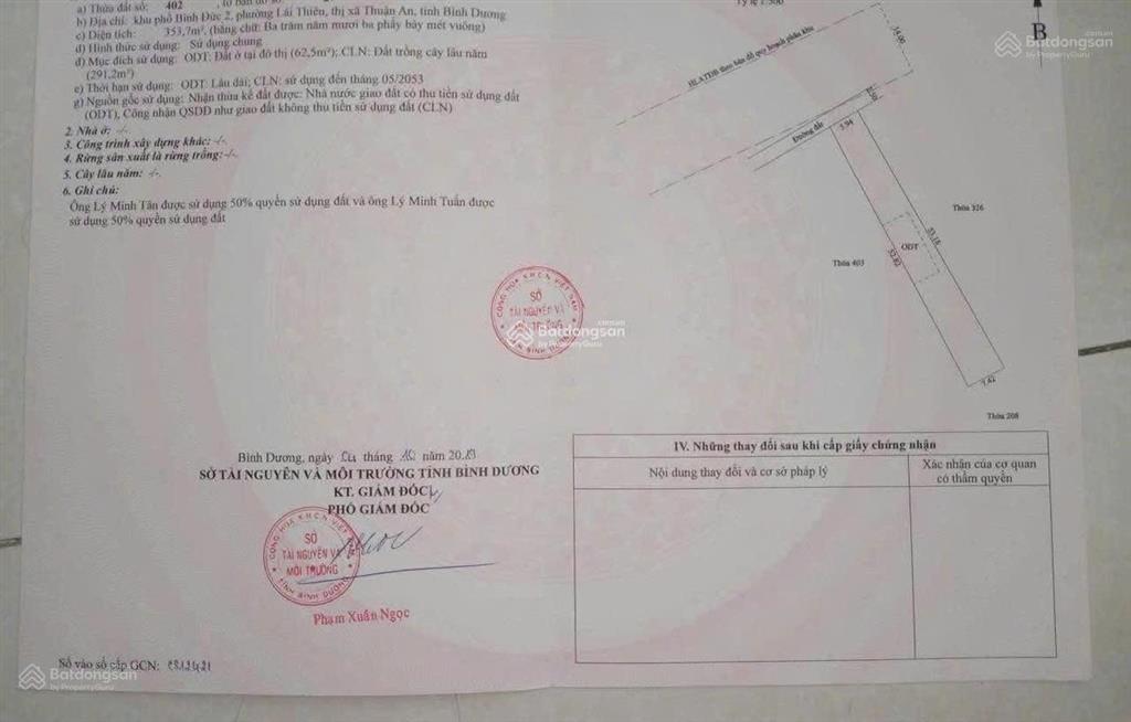 2 tỷ 4  chủ kẹt bán đất trung tâm lái thiêu  gần chợ lái thiêu  353m²  đường quy hoạch 14m
