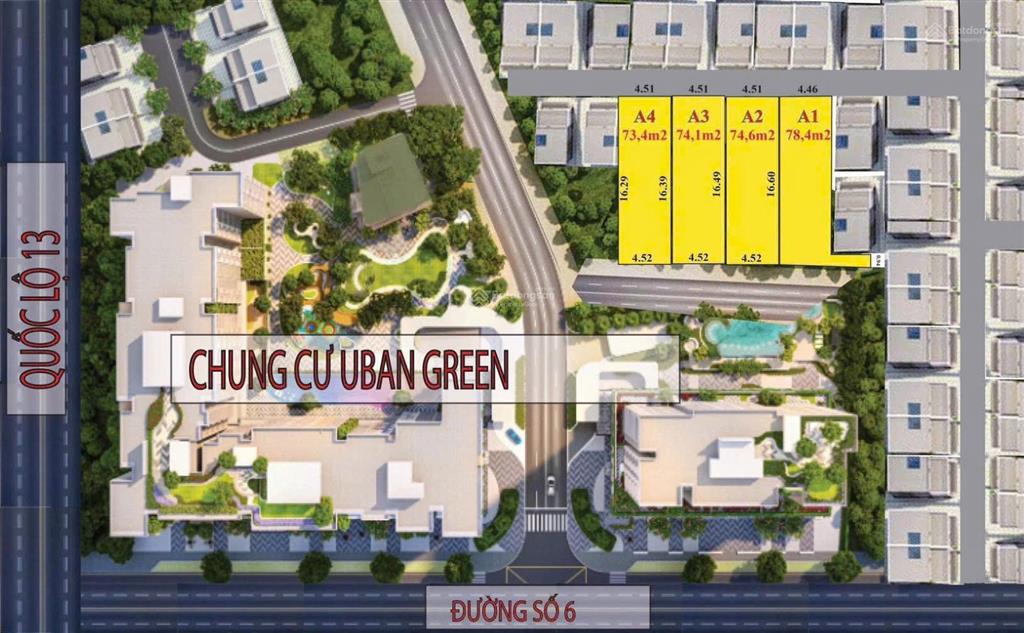 Còn lô ngay chung cư urban green, đối diện vạn phúc, mặt tiền ql13 đang mở rộng đón giá tăng mạnh