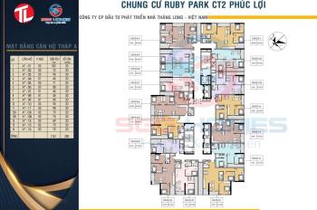 Rẻ nhất long biên cc ruby park, 2pn2wc 73.6m2 4.56 tỷ. view đông bắc tầng cao, view sông đuống