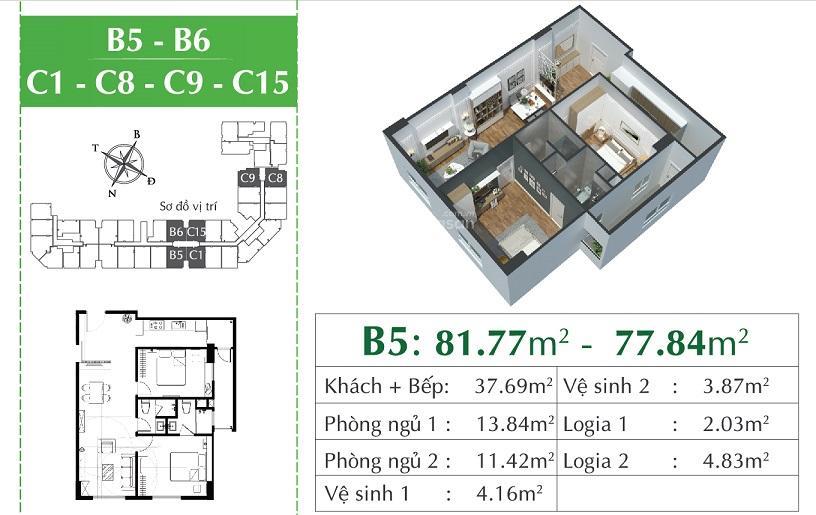 Eco city 2pn 63m2 siêu đẹp, tầng cao, view thoáng, full đồ mới cứng, giá 4,68 tỷ bao phí sang sổ