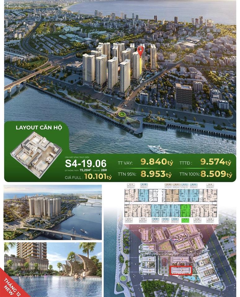 Độc quyền 2pn toà s4 hudson capital square  view sông hàn, cầu rồng tầng 19  htls vay 0% 24 tháng