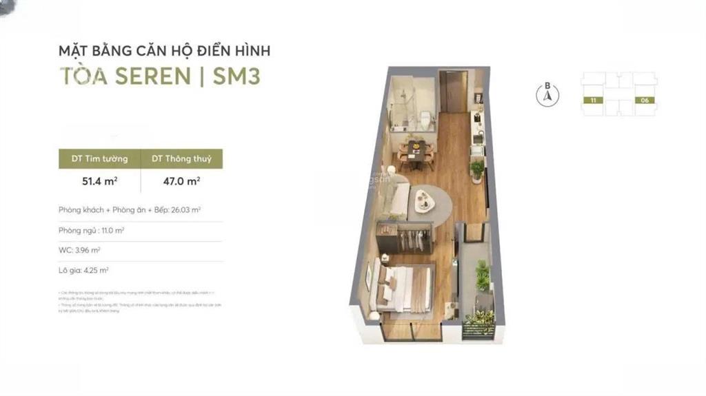Chỉ 3,793 tỷ đồng  sở hữu căn hộ 1pn đẹp dự án greenera southmark 486 ngọc hồi