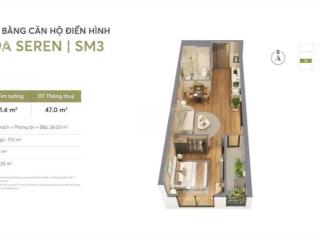 Chỉ 3,793 tỷ đồng  sở hữu căn hộ 1pn đẹp dự án greenera southmark 486 ngọc hồi