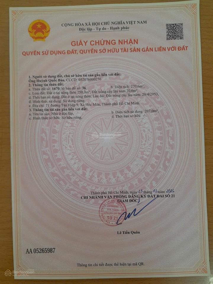 Chính chủ bán nhà xưởng mặt tiền nhựa, hóc môn