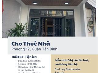 Cho thuê nhà hẻm rộng 10m gần khu k300. p12, tân bình