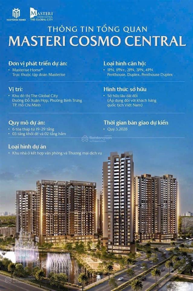 Masteri cosmo central  căn 2pn giá tốt nhất giỏ hàng độc quyền ưu đãi đến 16,5%