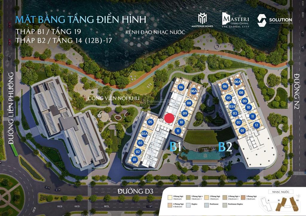 The global city  masteri cosmo central duy nhất 1 căn 1pn view kênh đào nhạc nước giá 6,5 tỷ