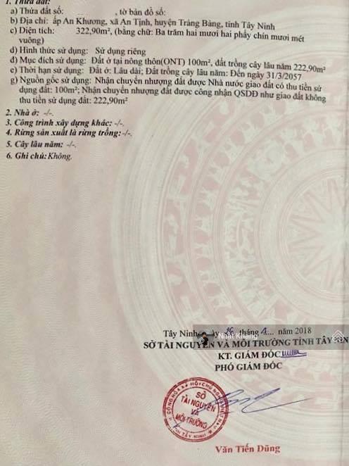 Bán đất xây trọ diện tích lớn 322m2 giá 900tr gần kcn trảng bàng, ktx linh trung 3 tây ninh. shr