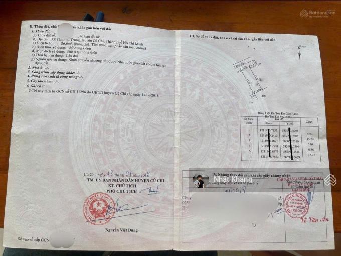 Chủ cần xoay dòng tiền nên bán nhanh 86m2 đất thuộc kdc tân phú trung với giá 70% thị trường shr