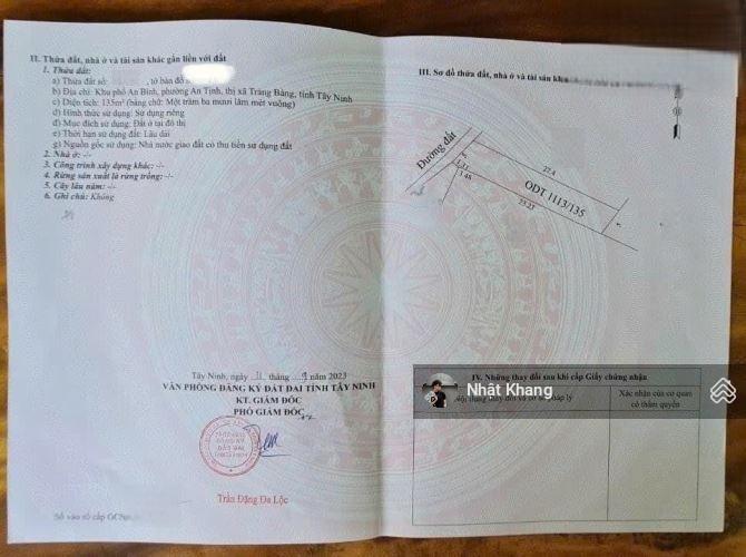 Trảng bàng 135m2  700tr  sổ riêng sổ sẵn  xây ở và sinh lời. suối sâu an tịnh