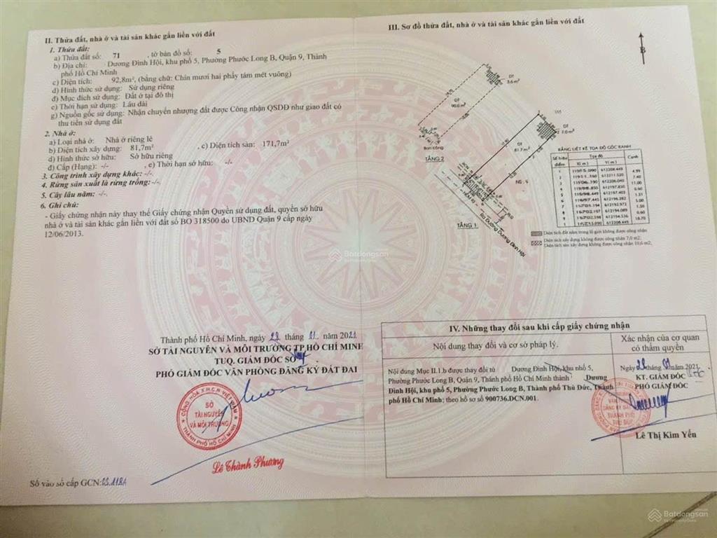 Bán nhà ở hiện hữu 2 tầng 4pn đường dương đình hội gần chợ phước bình (92.8m²) 8.2 tỷ