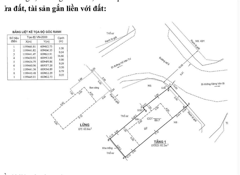 Bán nhà ở hiện hữu 2 tầng mặt đường số 8 (đặng văn bi) gần chợ thủ đức (90m²) 9.2 tỷ