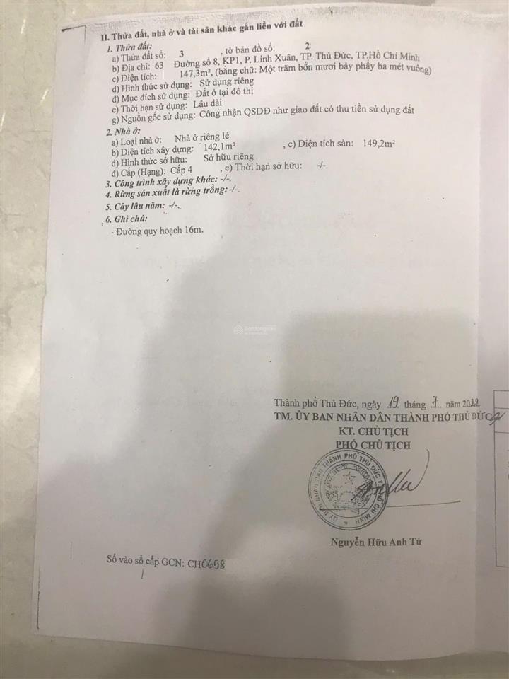 Bán nhà riêng mặt đường số 8, phường linh xuân, mới gần chợ thủ đức (148m2) 9,1 tỷ
