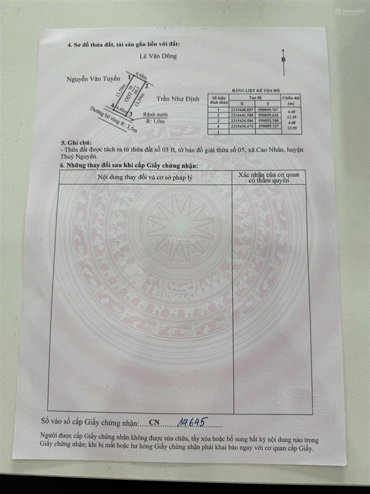 Em chính chủ bán lô đất tại cao nhân cũ nay thuộc phường lê ích mộc