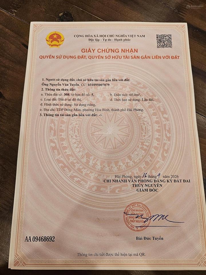 Bán đất chính chủ giá rẻ tại thủy nguyên.