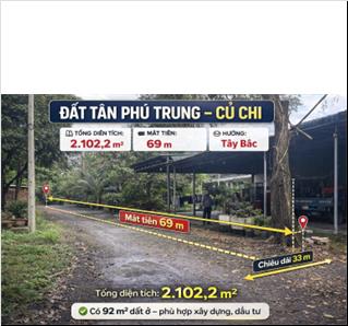 Chính chủ bán đất củ chi, có 92m² đất ở, phù hợp xây dựng đầu tư
