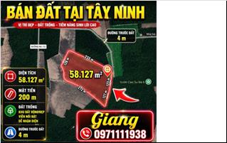 Bán đất diện tích lớn tại tây ninh, mặt tiền 200m, đường trước đất 4m