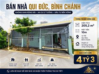 Bán nhà qui đức, bình chánh, diện tích 205,2m², mặt tiền 10m, giá 4,3 tỷ