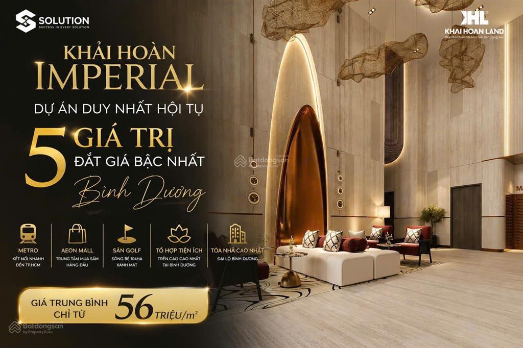 Căn hộ 1pn 59m2 khải hoàn imperial bàn giao nội thất, cách thủ dầu một khoảng 7 phút