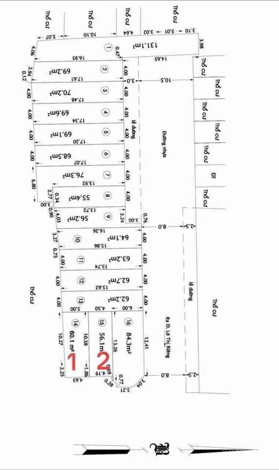 Bán lô đất đẹp khu phân lô đường ta 16 phường thới an q12  dt 4,63 nở hậu 5 x 14m vị trí đẹp