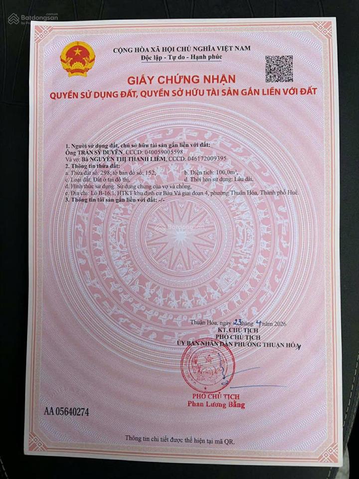 Bán đất kqh bàu vá gần trường đúc