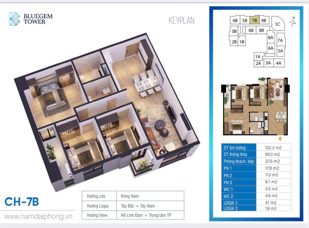 Bán gấp cc bluegem tower, nguyễn bặc, tứ hiệp, 6,8 tỷ, 95m2, view đẹp